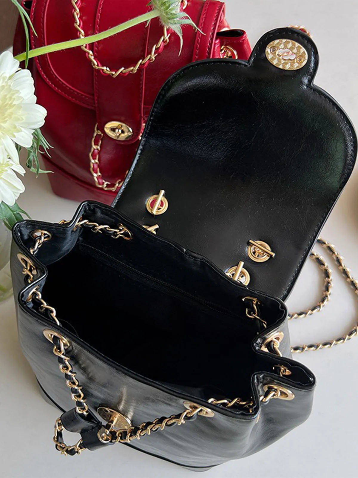 Bucket bag style Chain Backpack