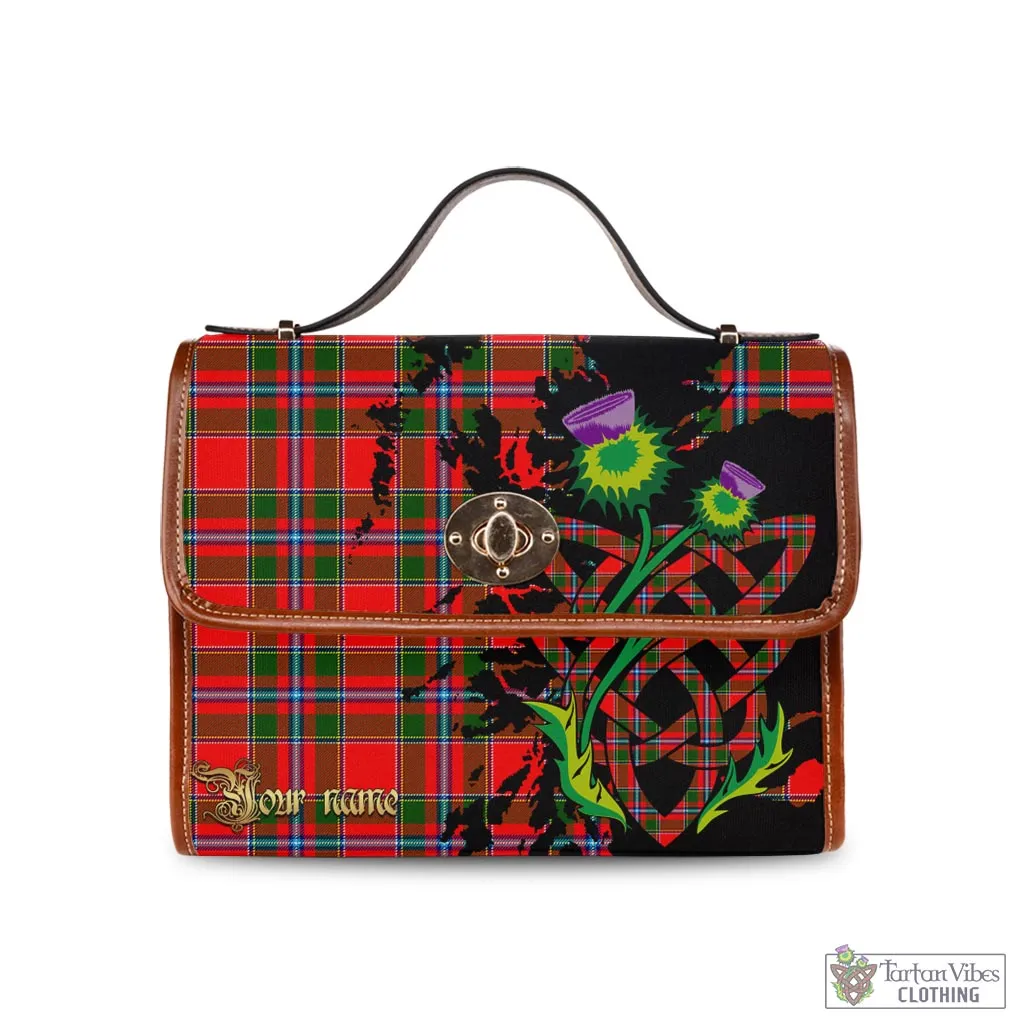 Butter Tartan Waterproof Canvas Bag with Scotland Map and Thistle Celtic Accents