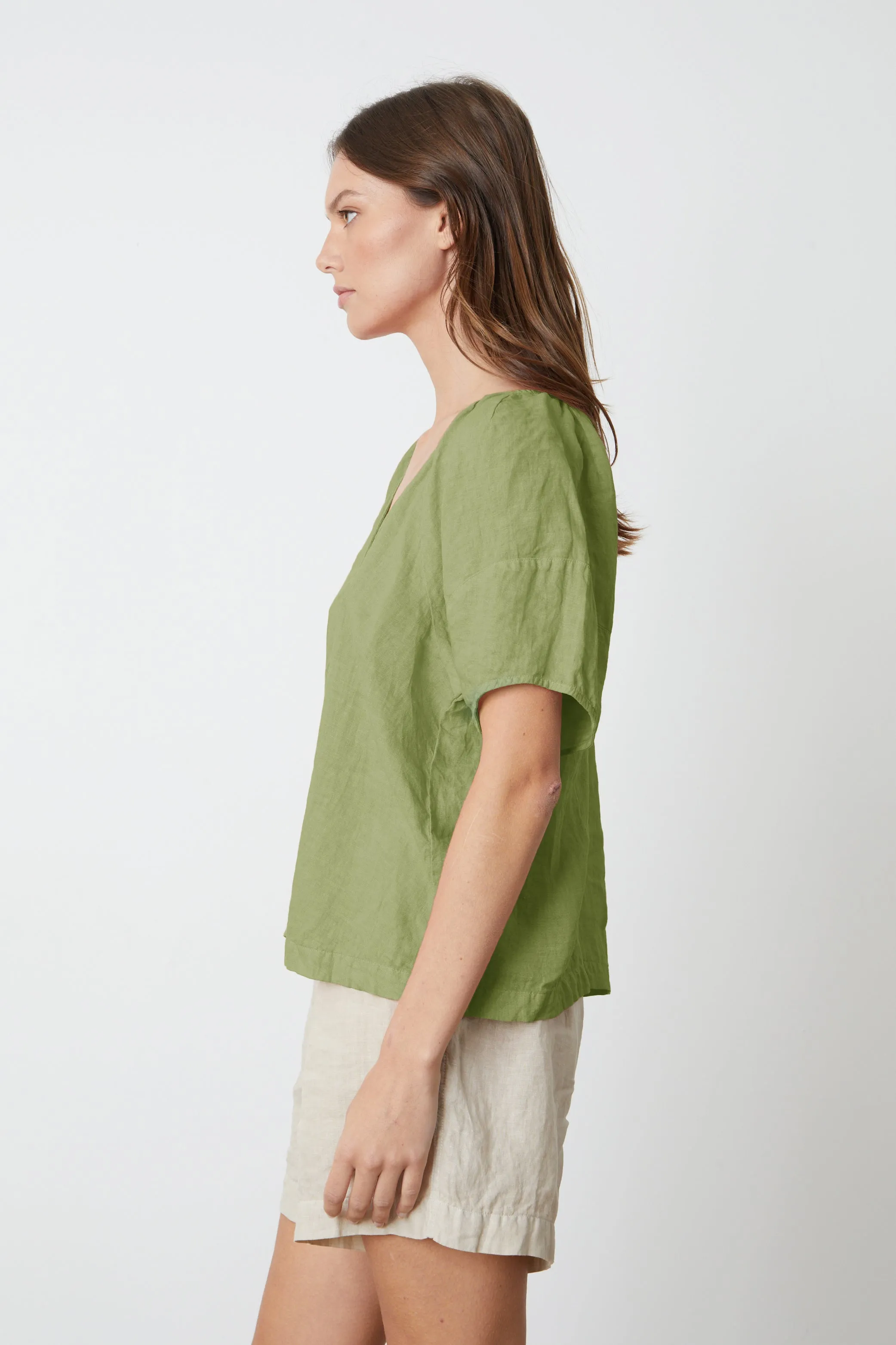 CALLIN PUFF SLEEVE LINEN TOP