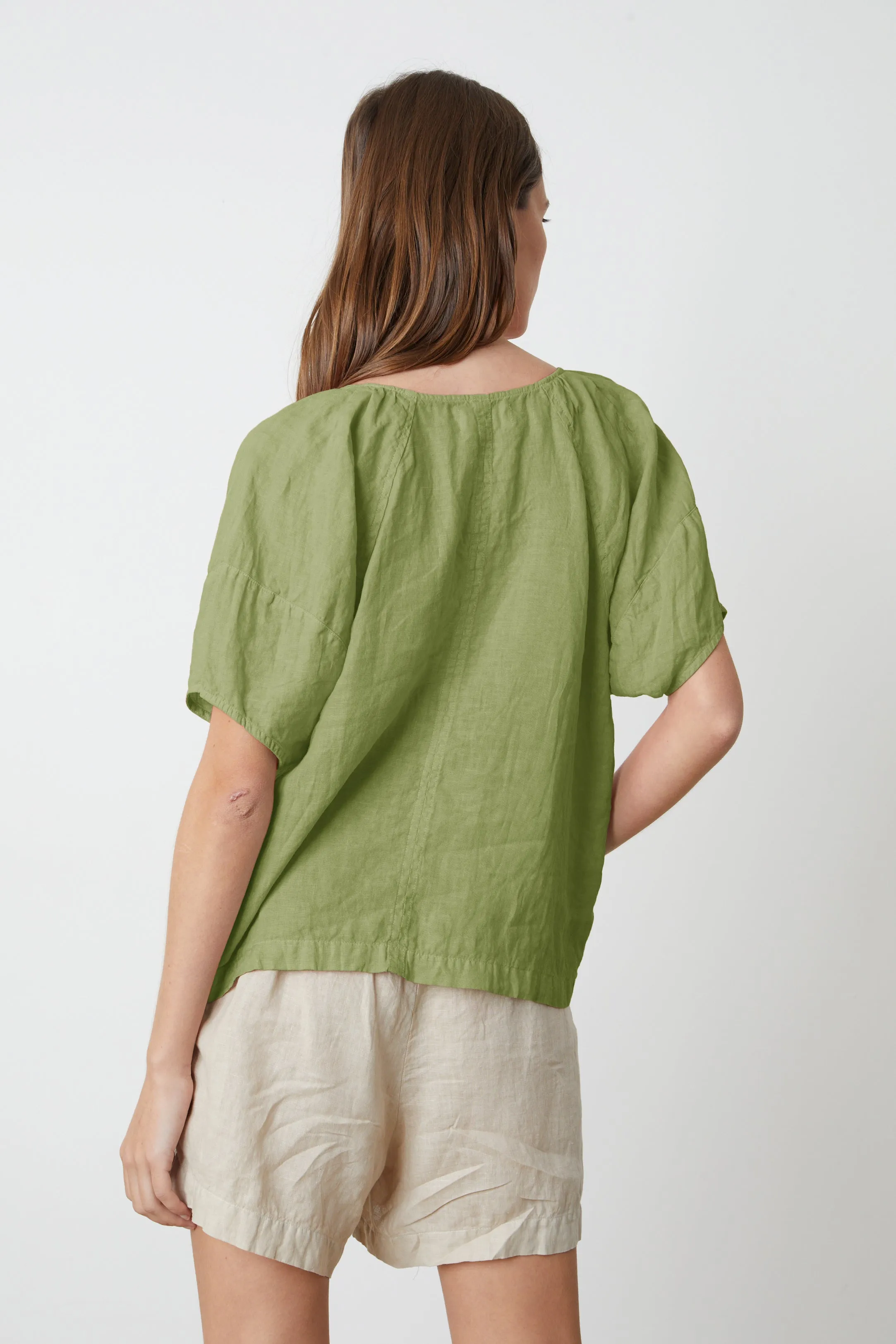 CALLIN PUFF SLEEVE LINEN TOP