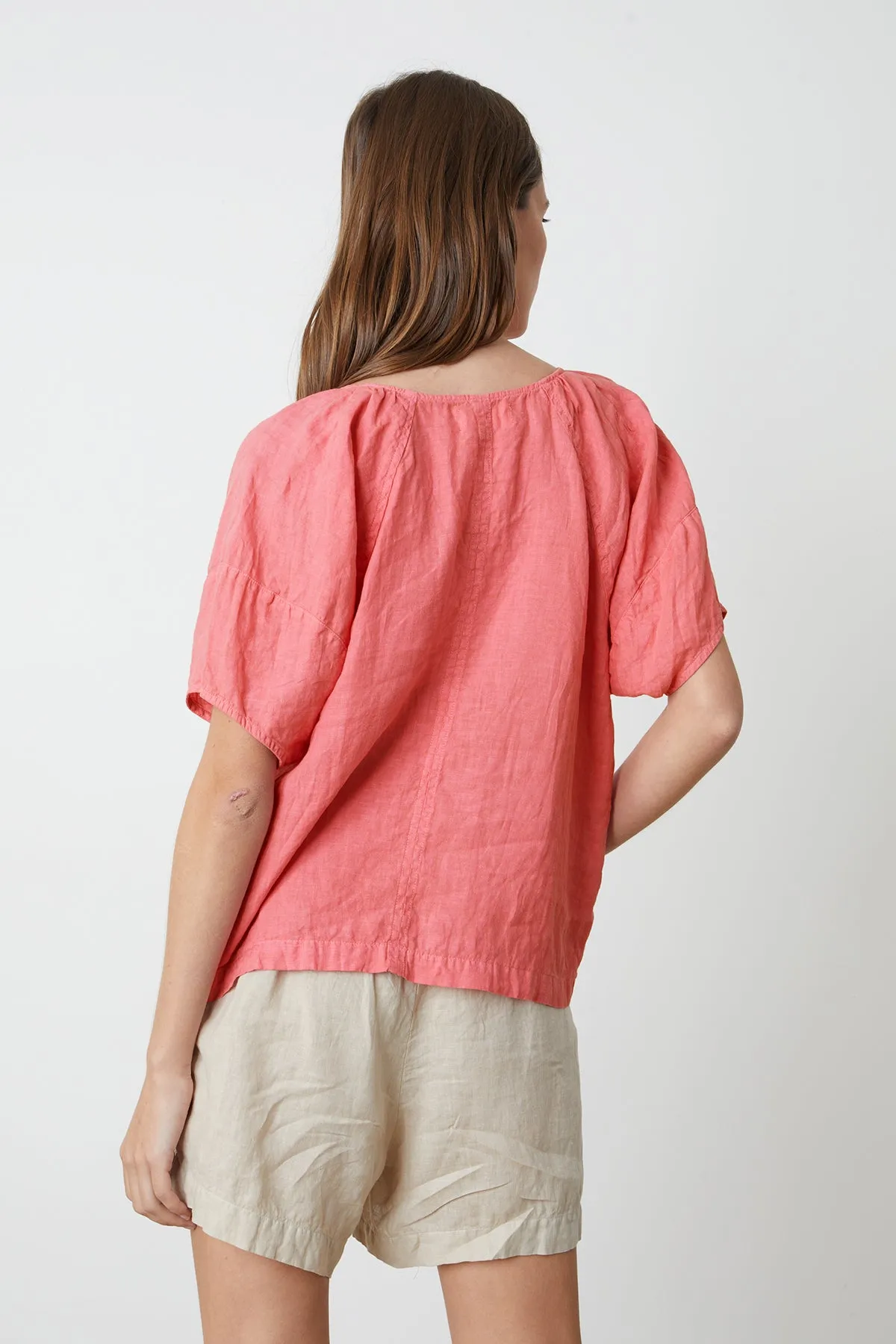 CALLIN PUFF SLEEVE LINEN TOP