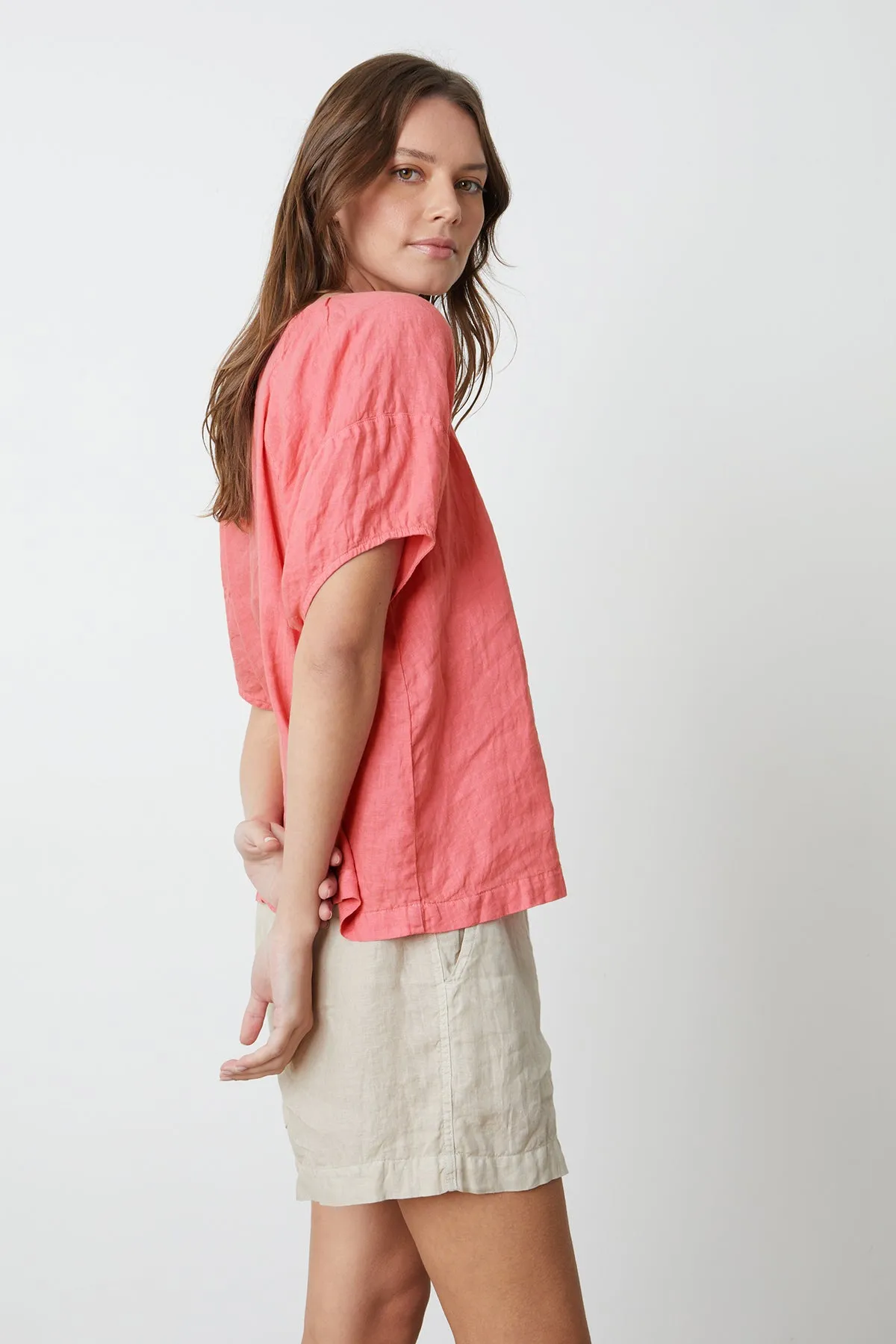 CALLIN PUFF SLEEVE LINEN TOP