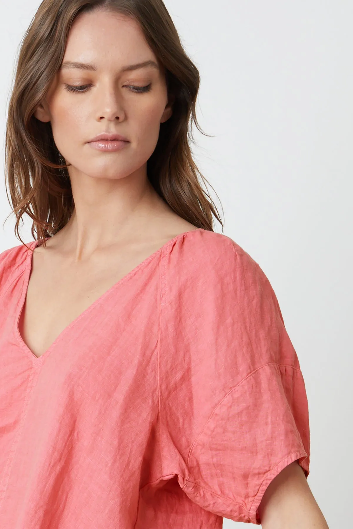 CALLIN PUFF SLEEVE LINEN TOP