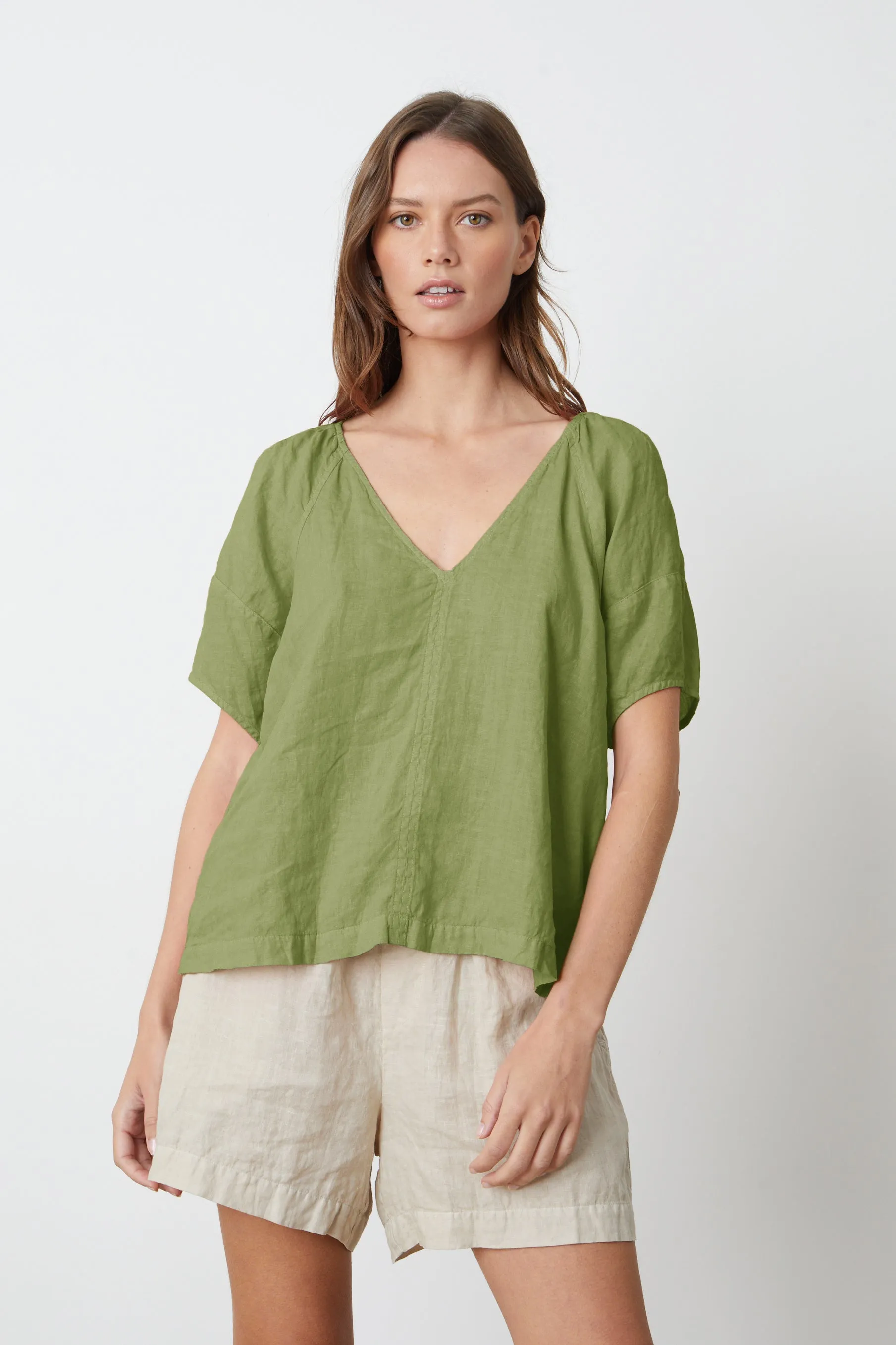 CALLIN PUFF SLEEVE LINEN TOP