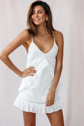 Chasing The Sun Ruffle and Crochet Detail Dress White