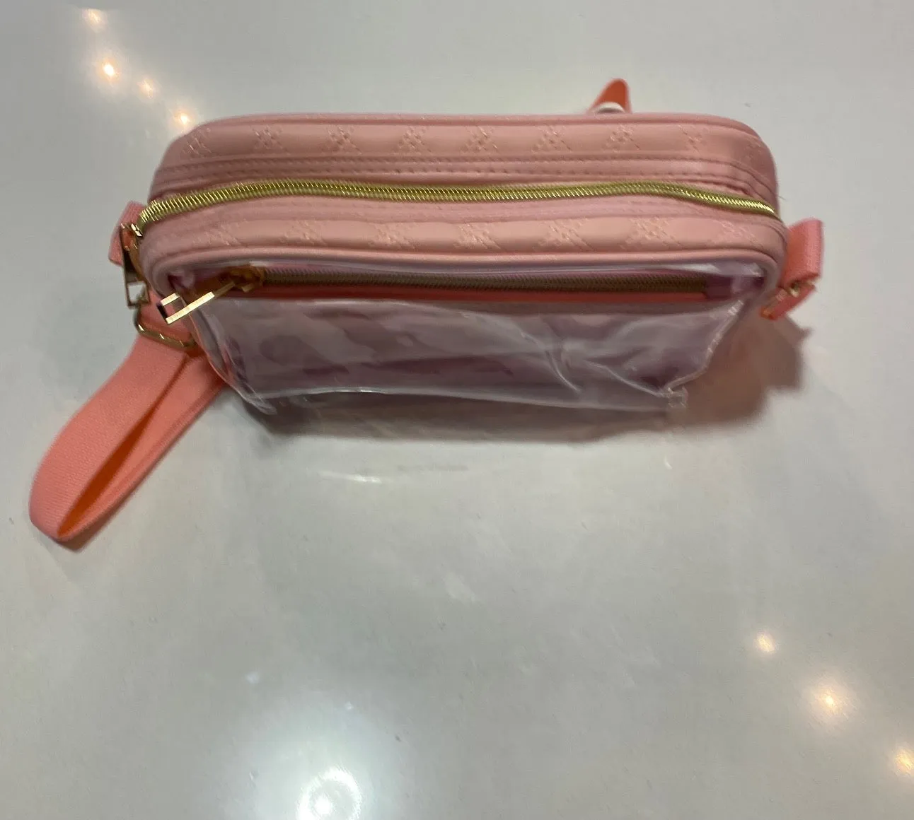 Clear Pink Quilted Purse