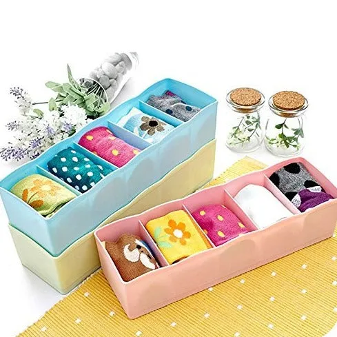 Compartments/Drawer/Shelf Organiser (For Tie, Socks, Hanky,Underwear)- Random Colour - Set of 4 PC - By AK