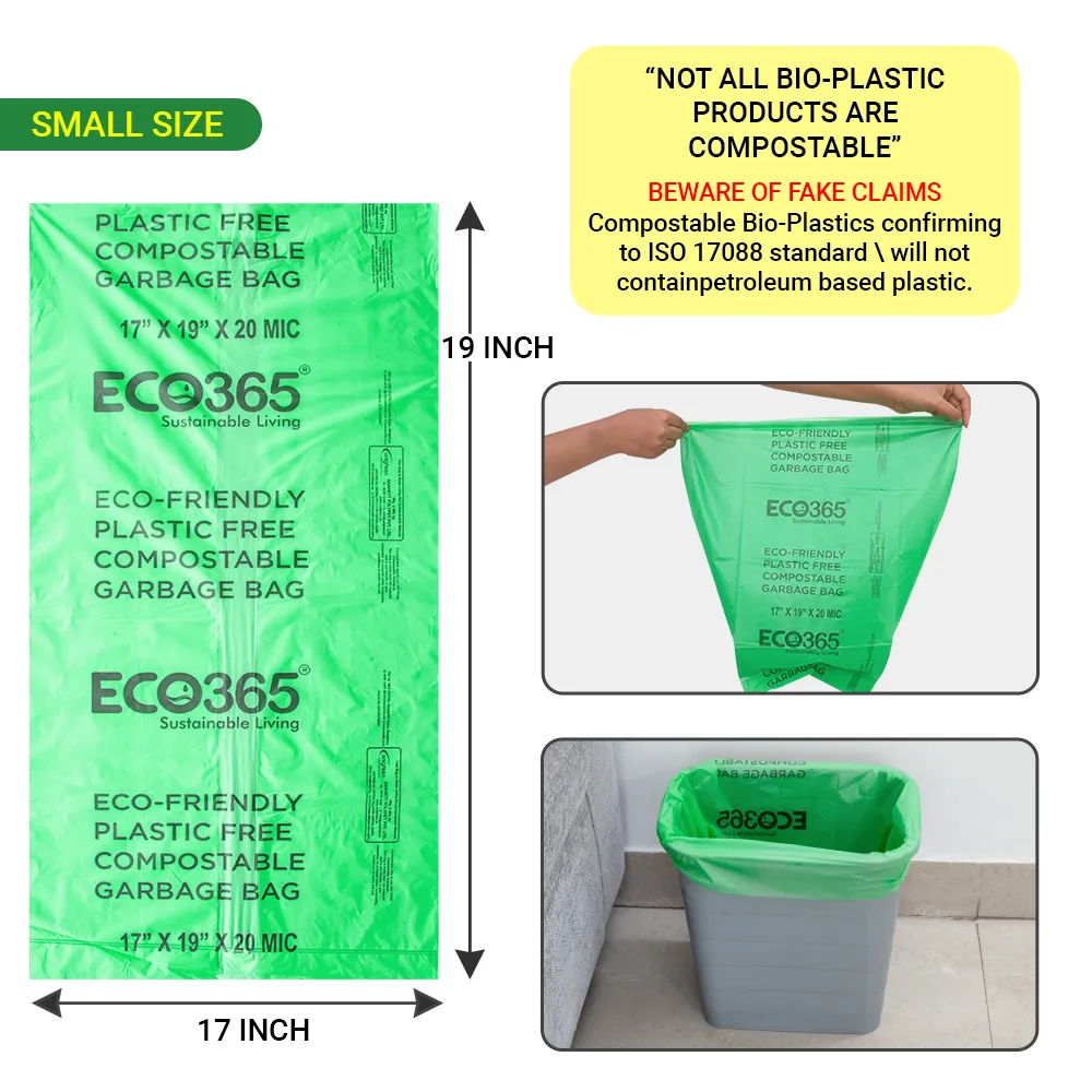 Compostable Garbage Bags - 17"x19" Small (Certified By Govt, Pack of 5 =150pcs)