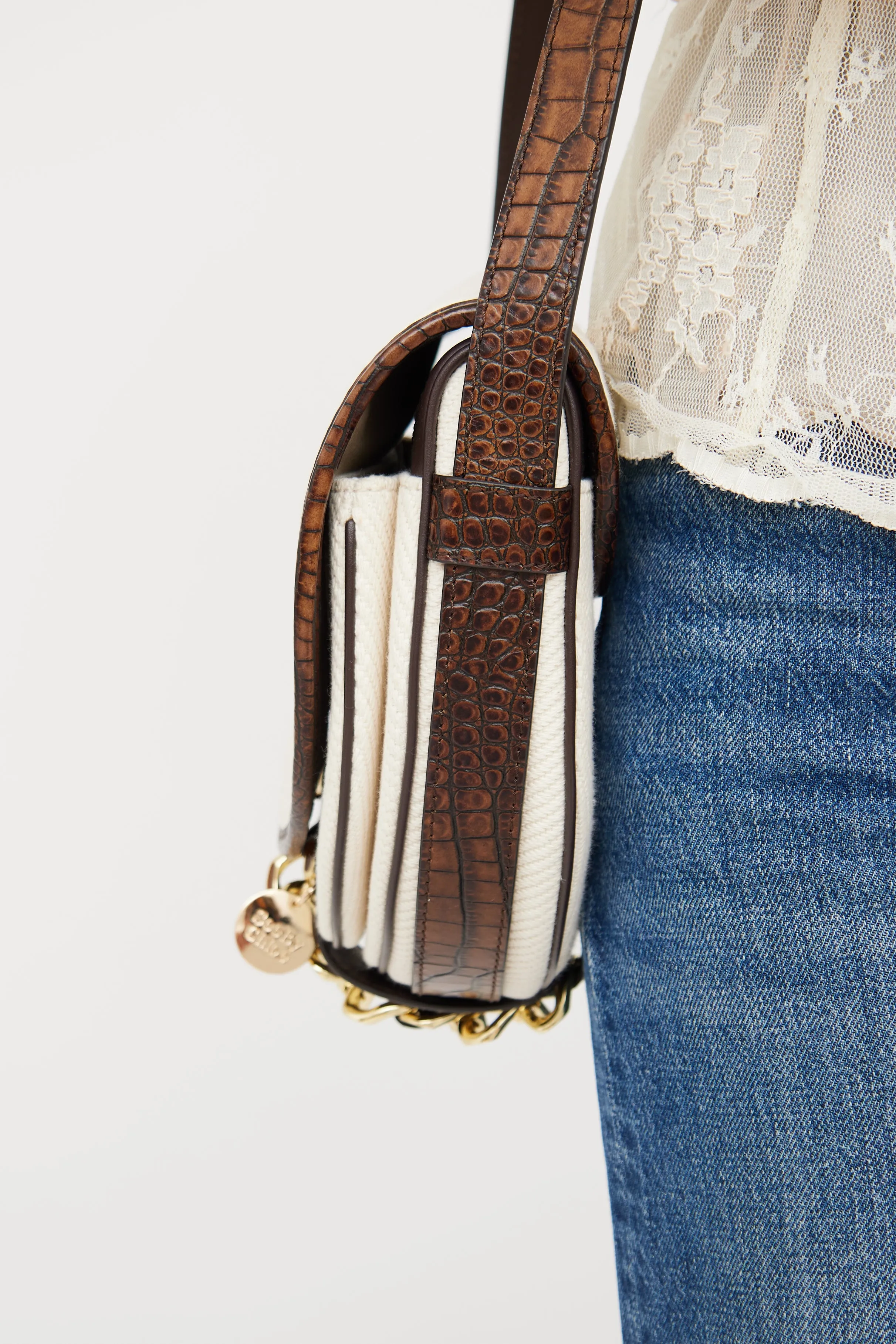 Cream & Brown Mara Saddle Bag