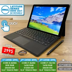 Dell Latitude 5000 Series 2in1 Detachable 12.3" Touch Laptops (Open Box)