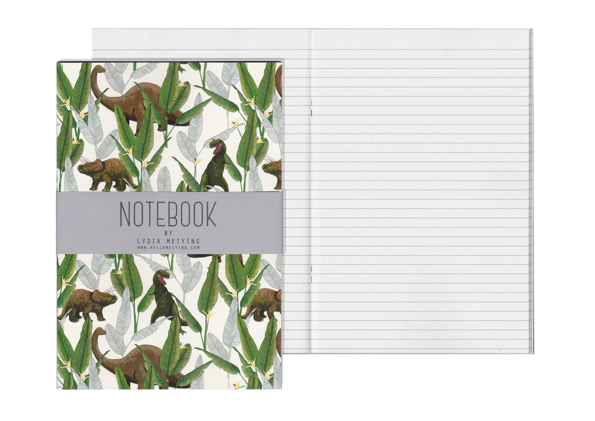 Dinosaur Jungle Cream - A5 Notebook