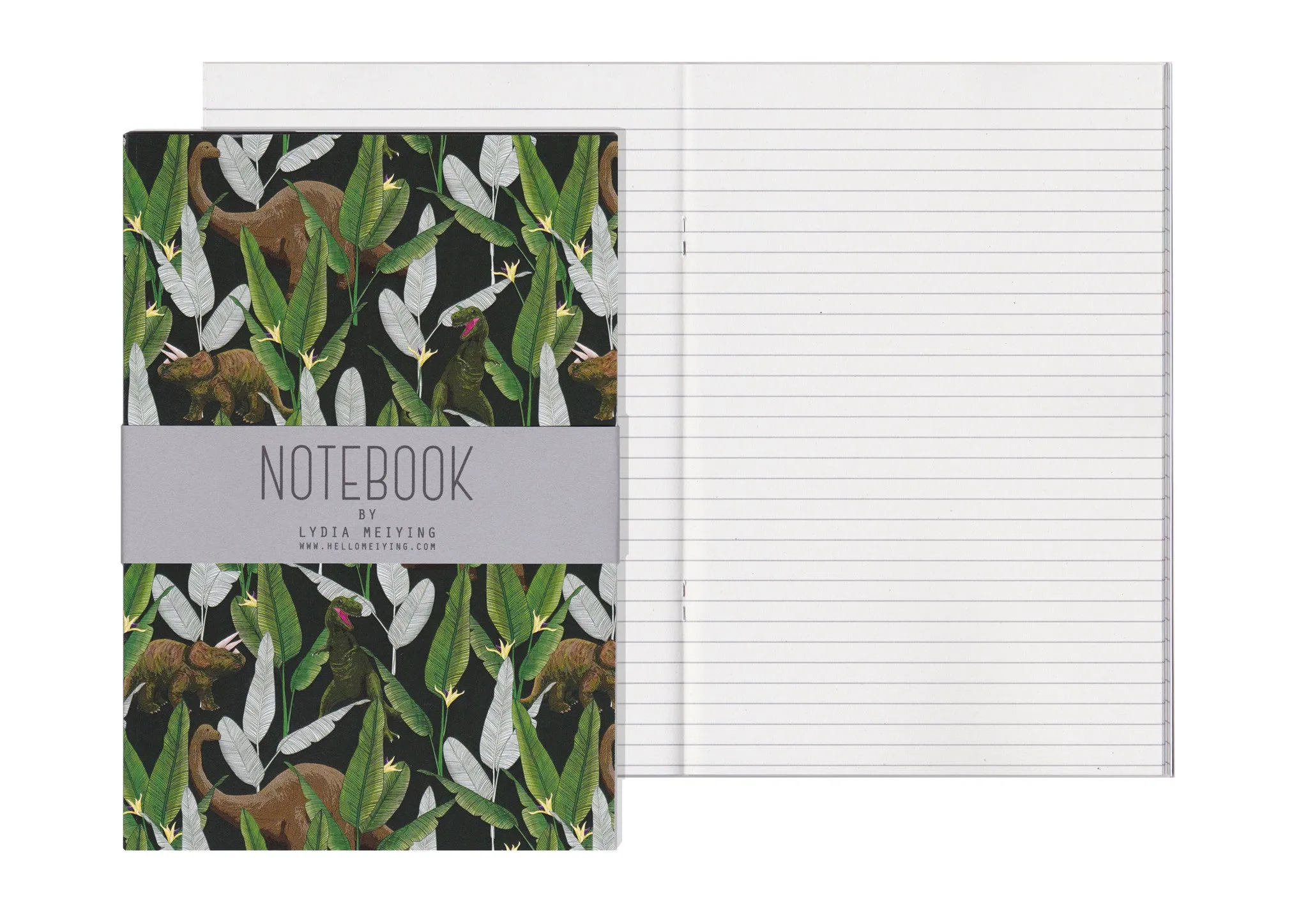 Dinosaur Jungle Green - A5 Notebook