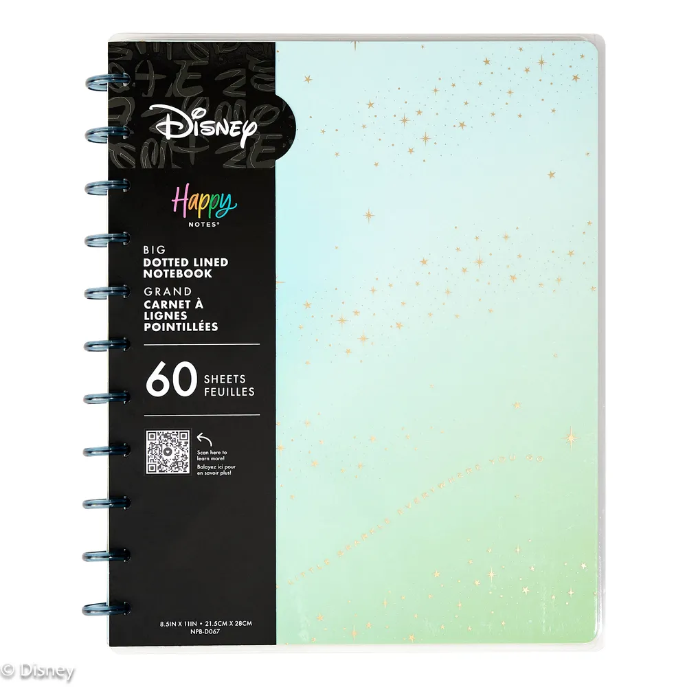 Disney Tinker Bell Stay Sparkly - Dotted Lined Big Notebook - 60 Sheets