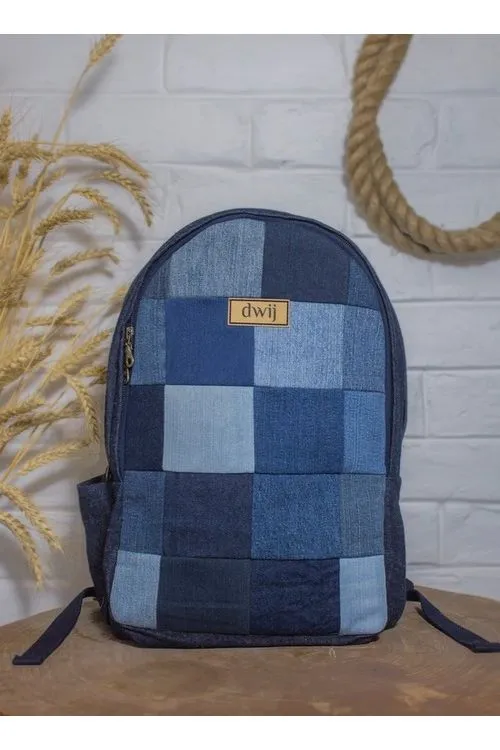 Dwij Random Patch Denim & Felt Backpack