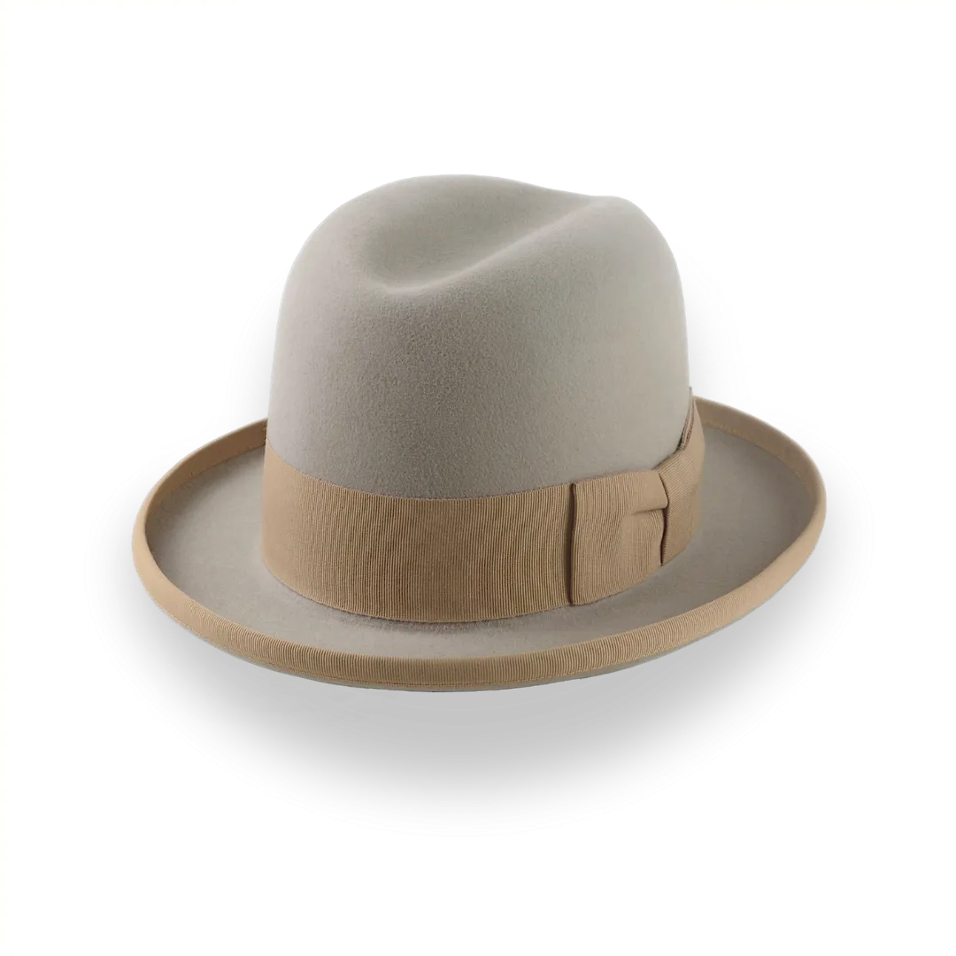 Elegant Homburg Hat For Men in Castor Beige Fur Felt | The Mage