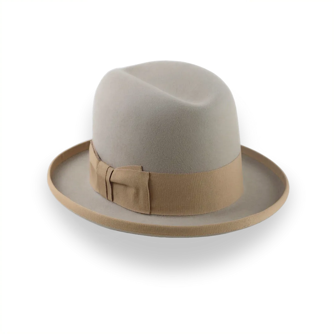 Elegant Homburg Hat For Men in Castor Beige Fur Felt | The Mage