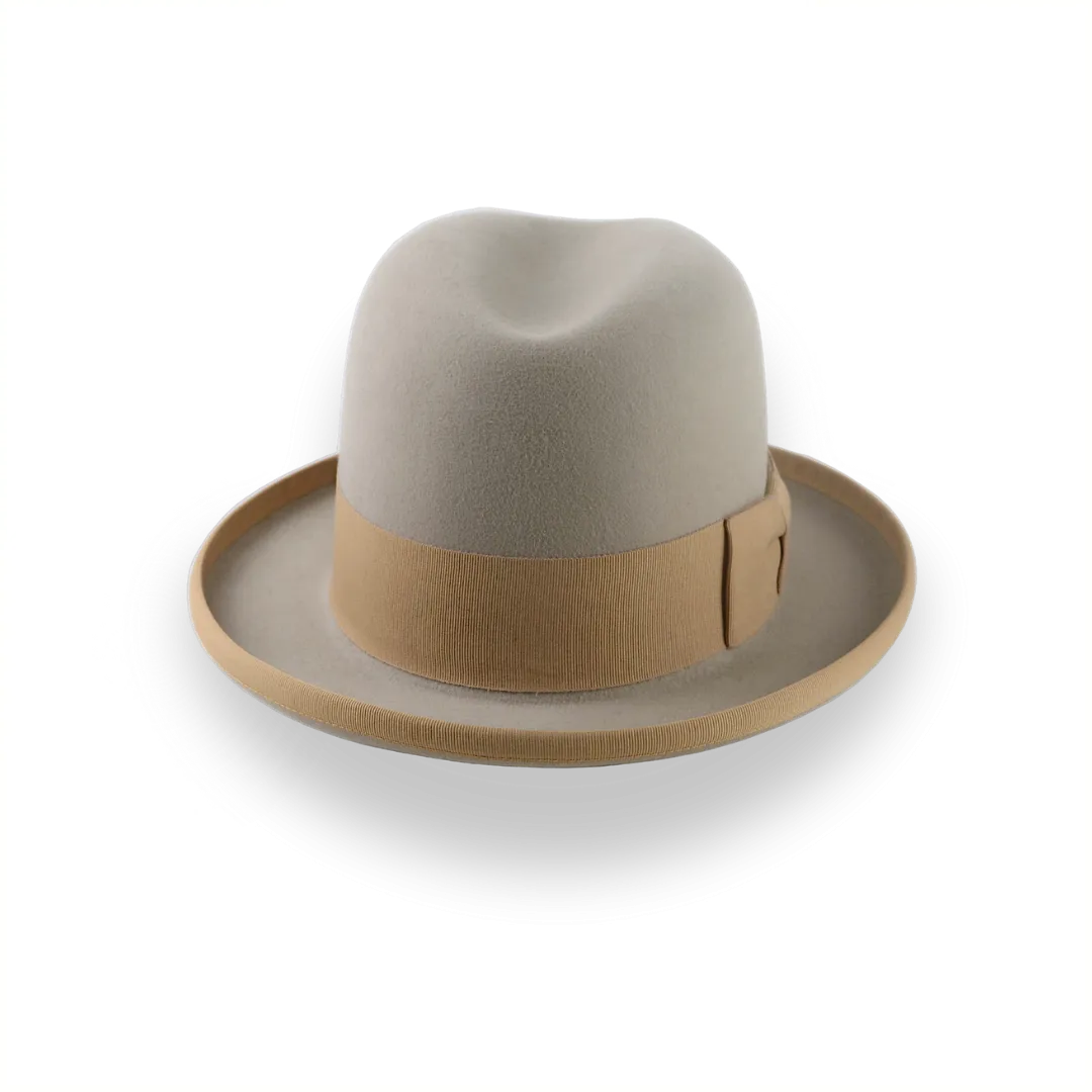 Elegant Homburg Hat For Men in Castor Beige Fur Felt | The Mage