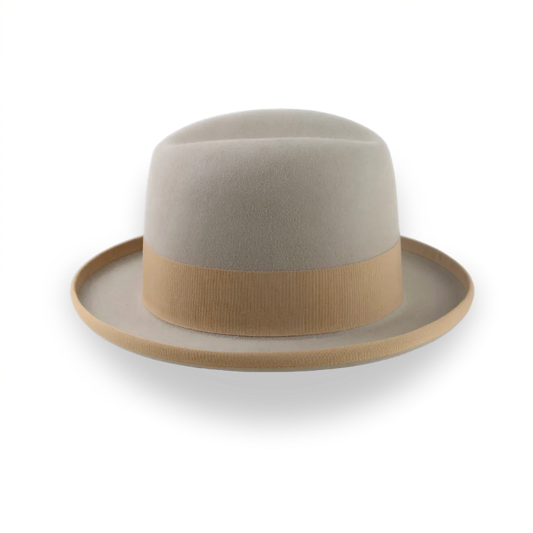 Elegant Homburg Hat For Men in Castor Beige Fur Felt | The Mage