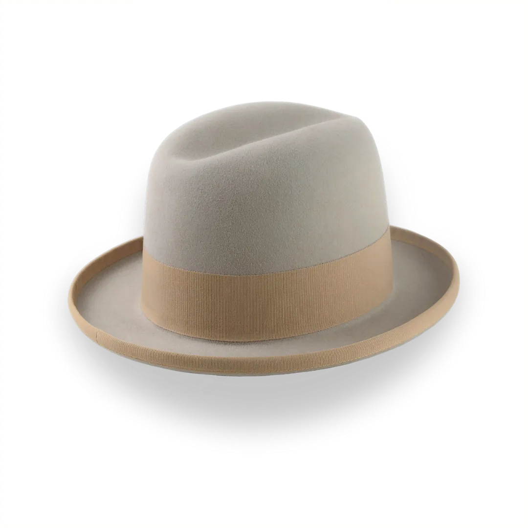 Elegant Homburg Hat For Men in Castor Beige Fur Felt | The Mage