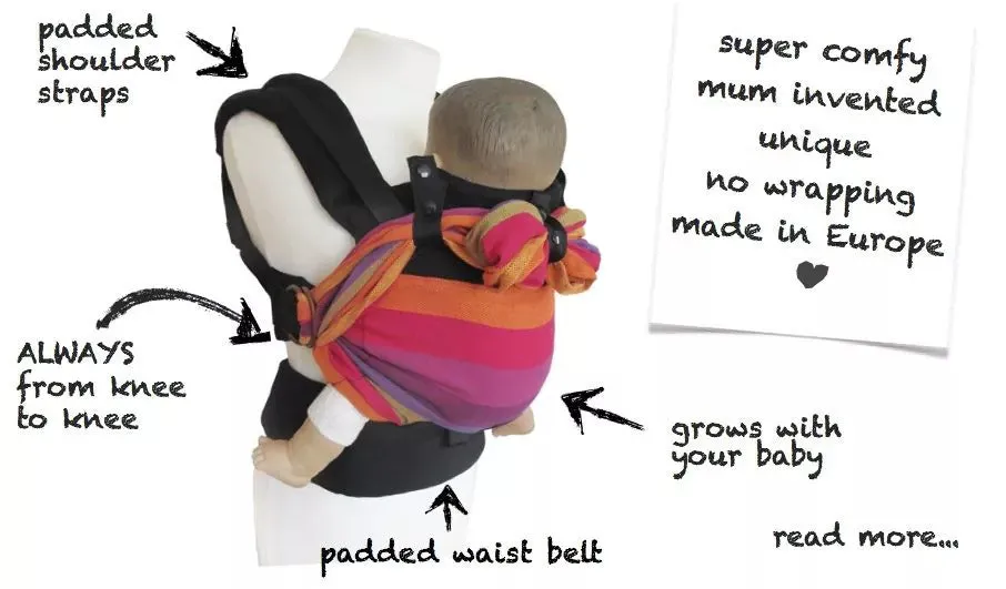 Emeibaby Wrap Conversion Toddler  Carrier - Full Leaves Rainbow Light