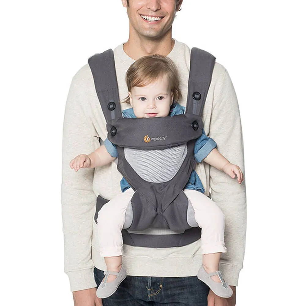 Ergobaby 360 Cool Air Breathable Mesh All Position Baby Carrier with Lumbar Support - Carbon Gray 12-45lb