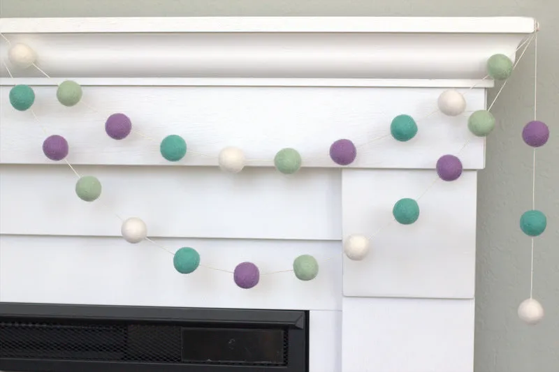 Felt Ball Garland- Lavender, Turquoise