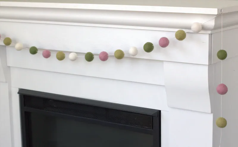 Felt Ball Garland- Pink, Green, White