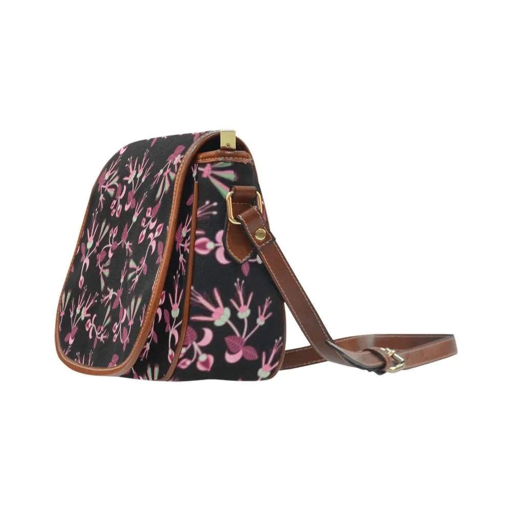 Floral Green Black Saddle Bag/Large