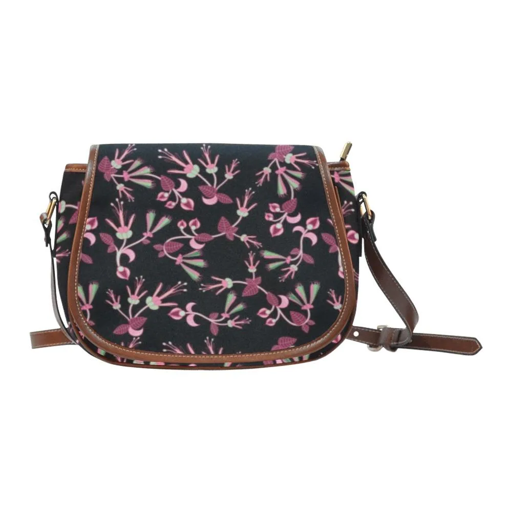 Floral Green Black Saddle Bag/Large