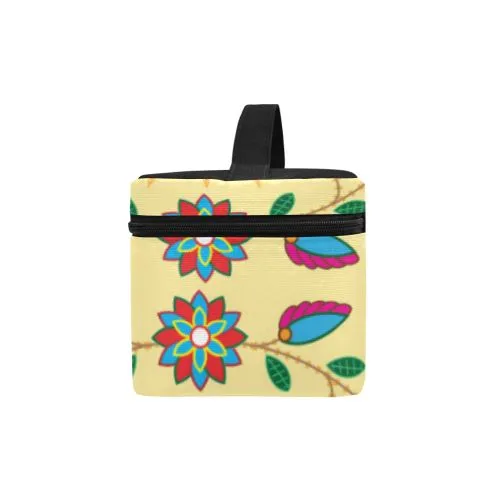 Geometric Floral Fall-Vanilla Cosmetic Bag/Large