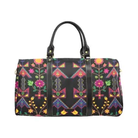 Geometric Floral Spring-Black Waterproof Travel Bag