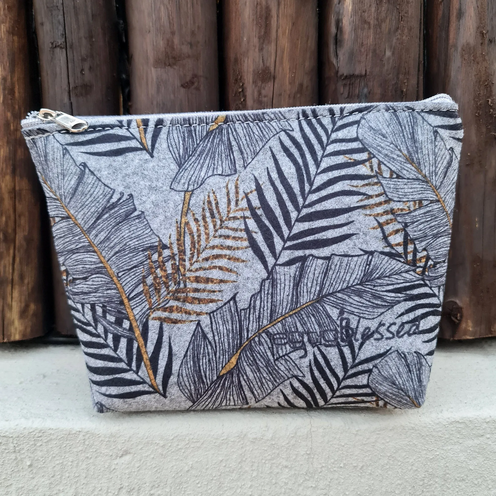 Golden Yellow Palms - Recycled Felt Cosmetic Bag