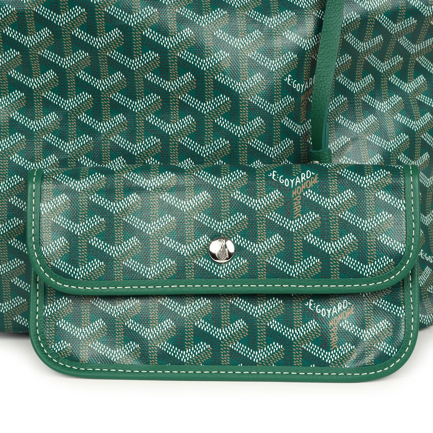 Goyard Goyardine Green Boheme Hobo Bag Palladium Hardware