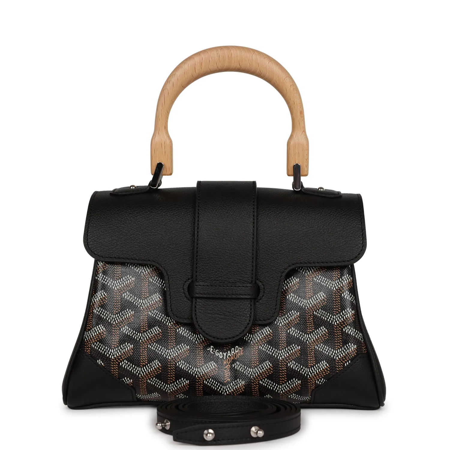 Goyard Saigon Souple Mini Bag Black Goyardine Canvas Palladium Hardware