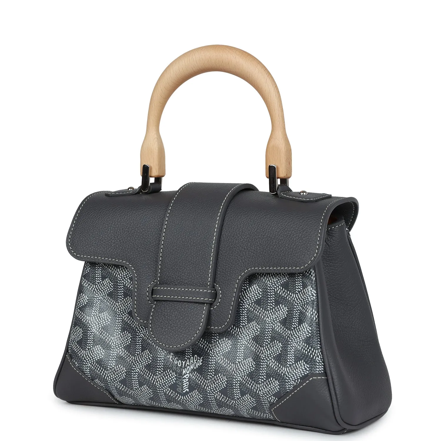 Goyard Saigon Souple Mini Bag Grey Goyardine Canvas Palladium Hardware