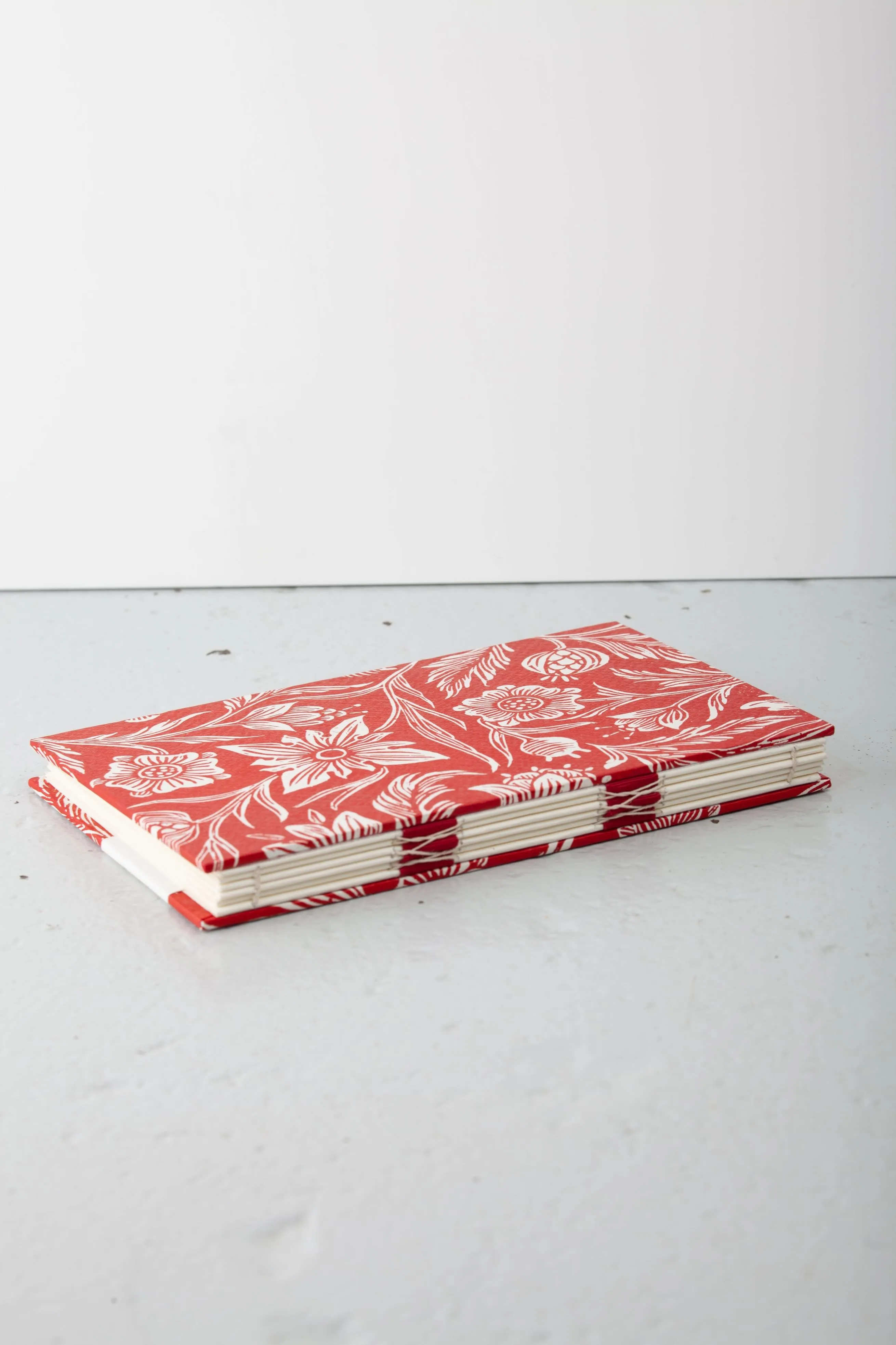 Hand-sewn Red Flower Design Notebook - Ofer