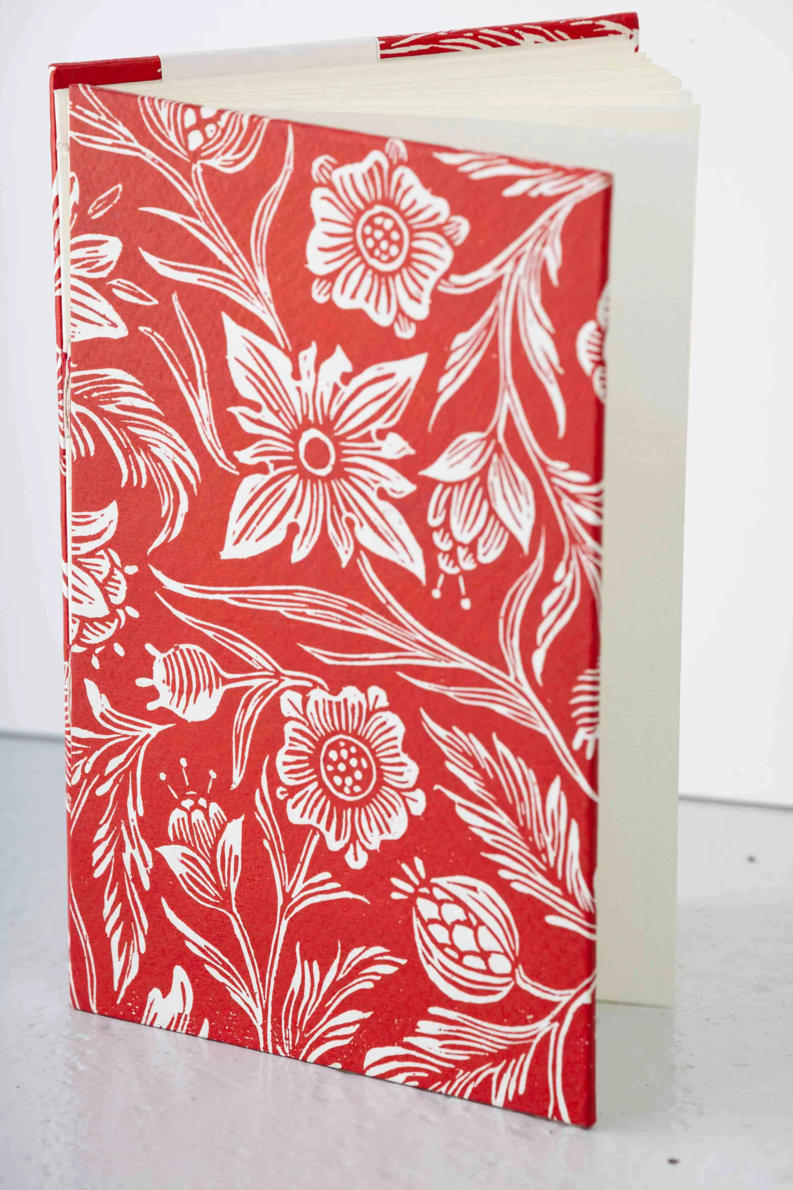 Hand-sewn Red Flower Design Notebook - Ofer