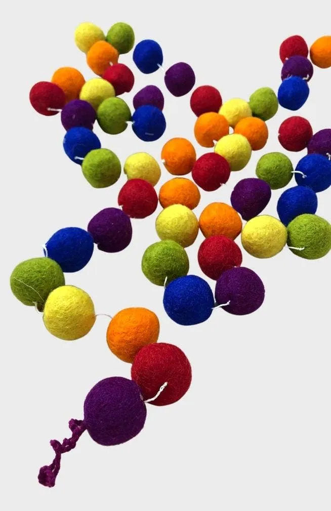 Handfelted Ball Garland - Multi