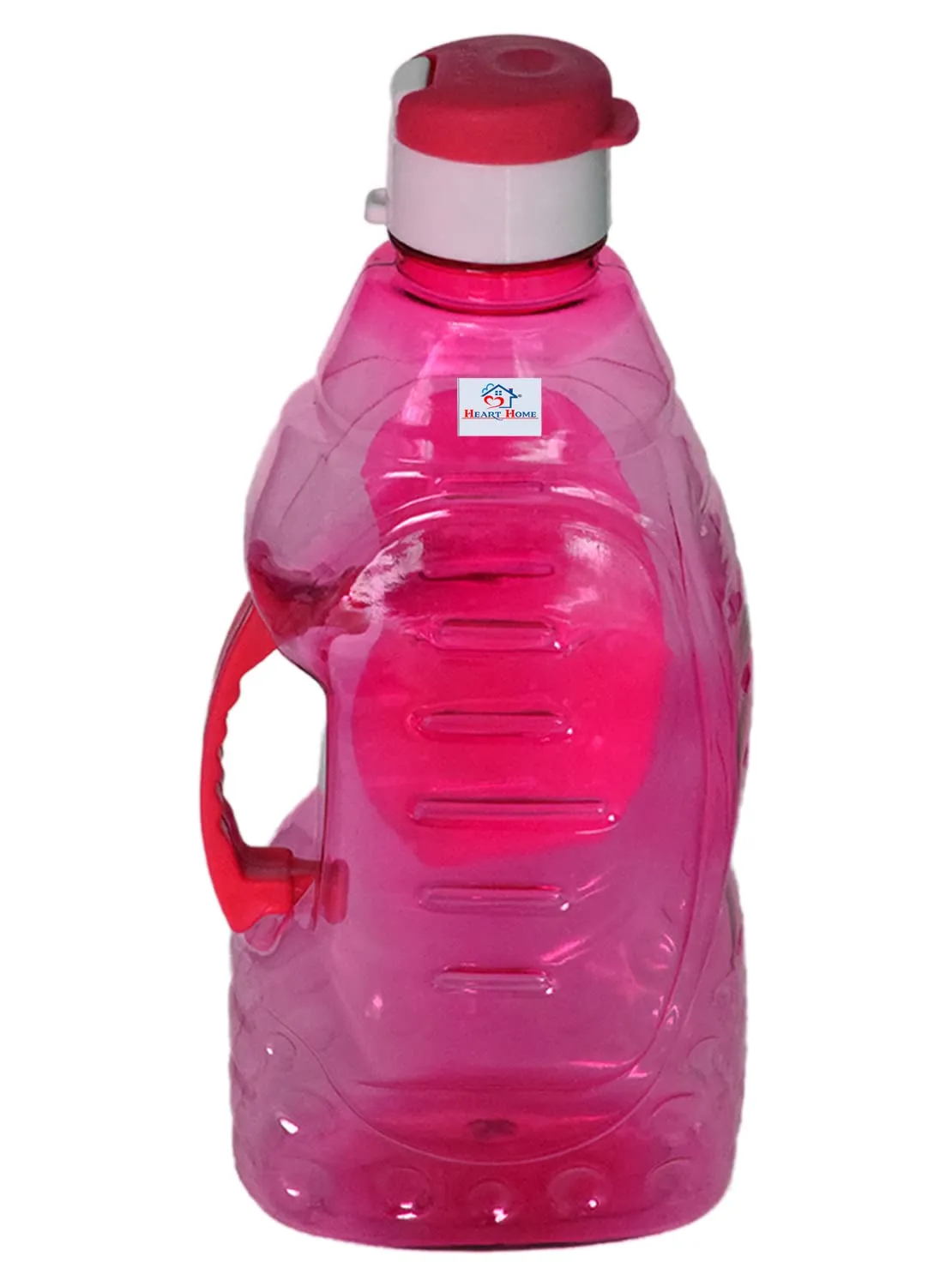 Heart Home Tranasparent Platic Water Bottle with Handle, 1500ml- Pack of 3 (Pink & Black & Blue)-50HH01889