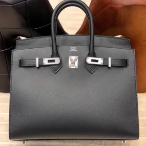 Hermès Birkin 25 Noir (Black) Sellier Veau Madame Palladium Hardware PHW