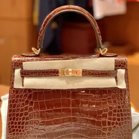 Hermès Kelly 25 Miel Sellier Alligator Mississippi Lisse Gold Hardware GHW