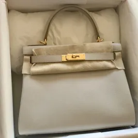 Hermès Kelly 28 Gris Perle Evercolor Gold Hardware GHW