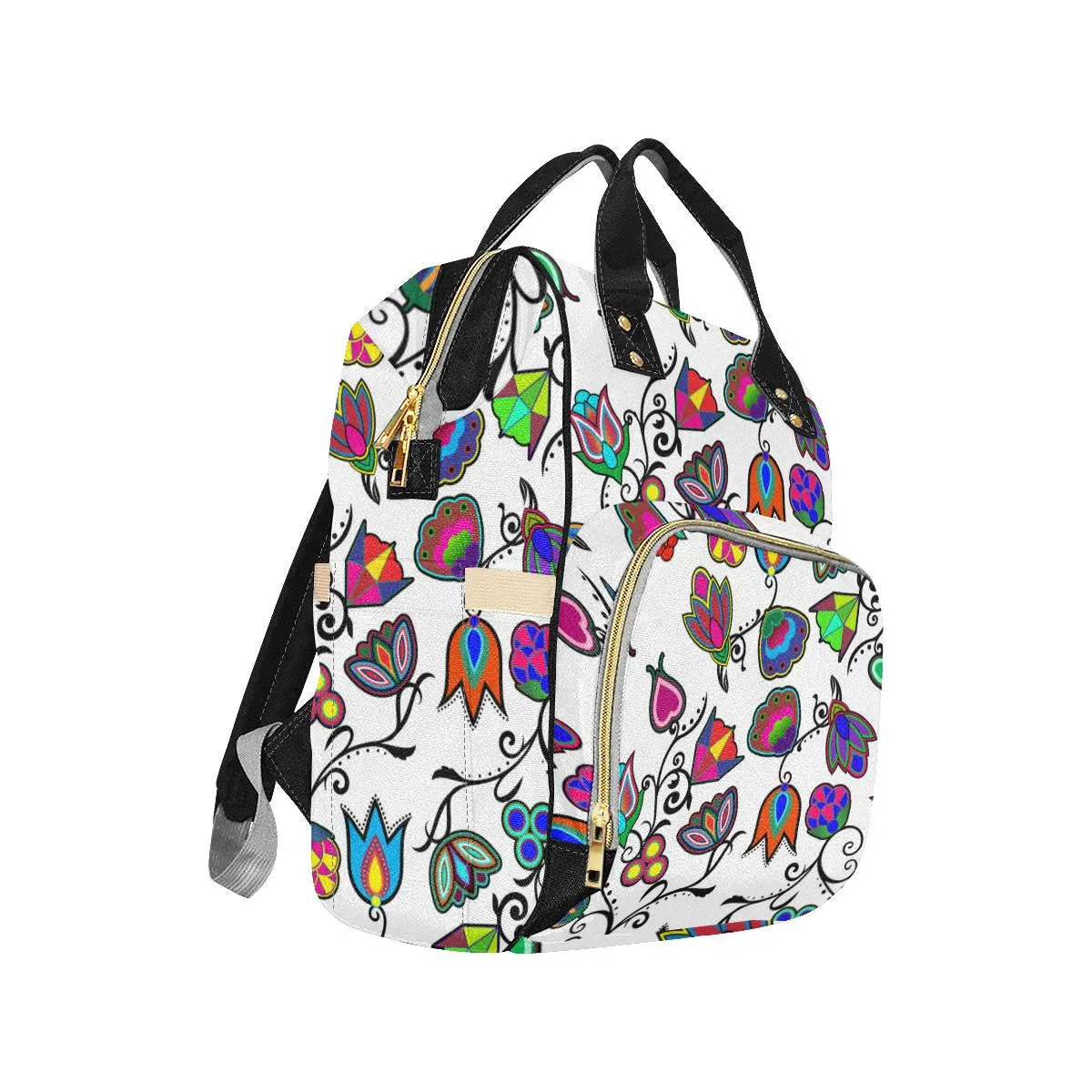 Indigenous Paisley - White Multi-Function Diaper Backpack