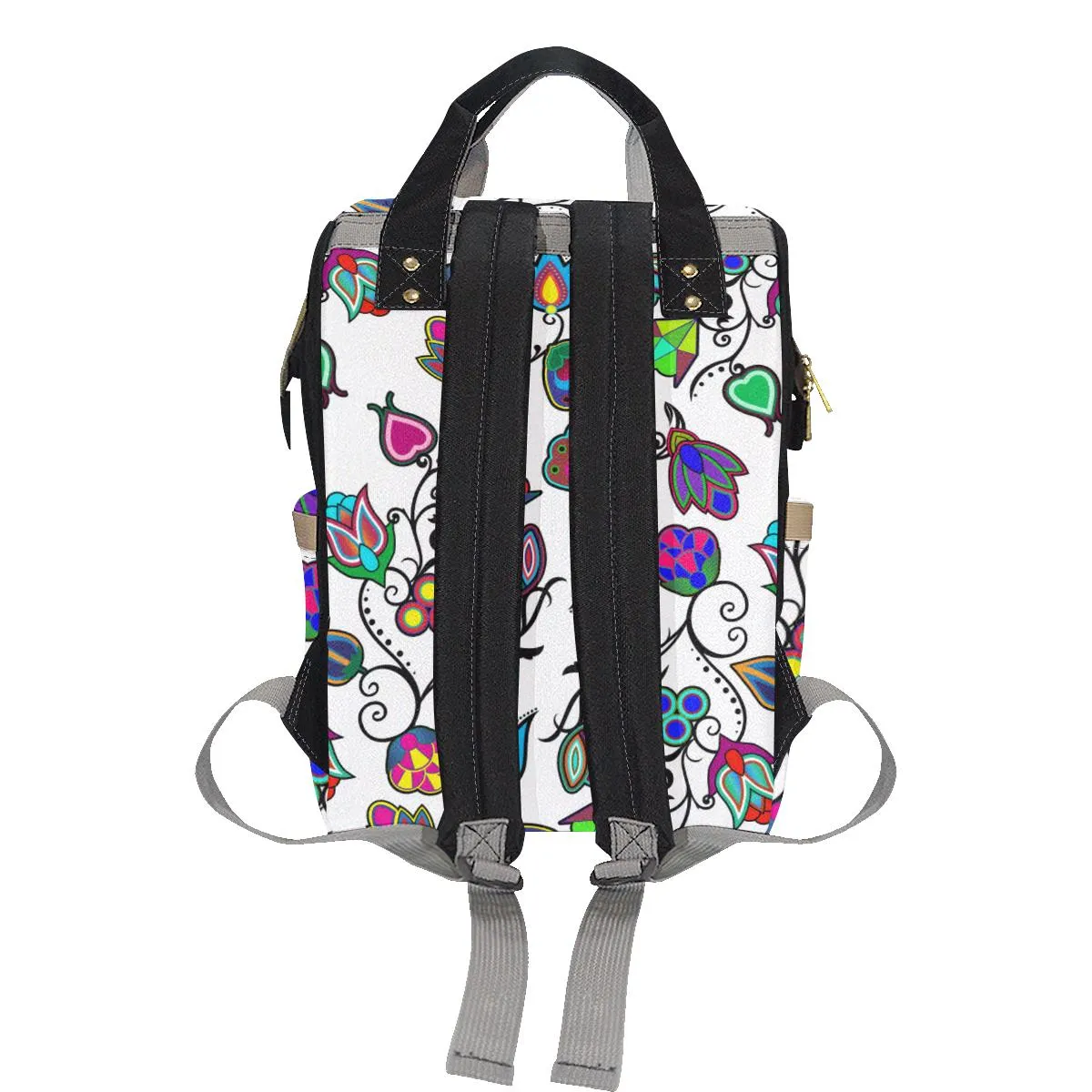 Indigenous Paisley - White Multi-Function Diaper Backpack