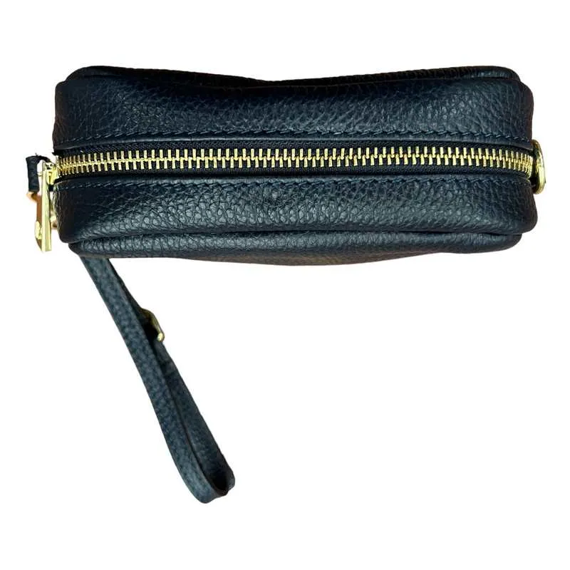 Italian Leather Box Bag in Navy