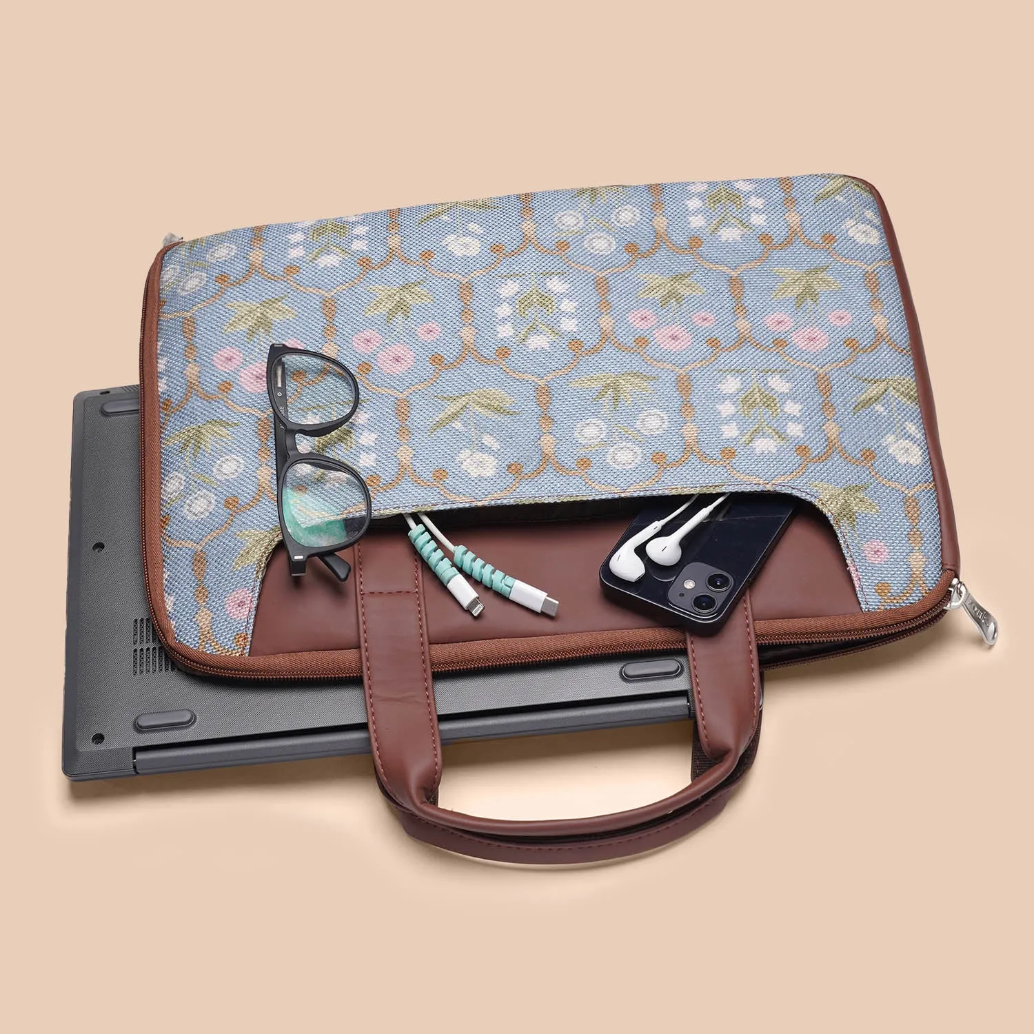 Jaipur Fresco Blue L-Zippered Laptop Sleeve