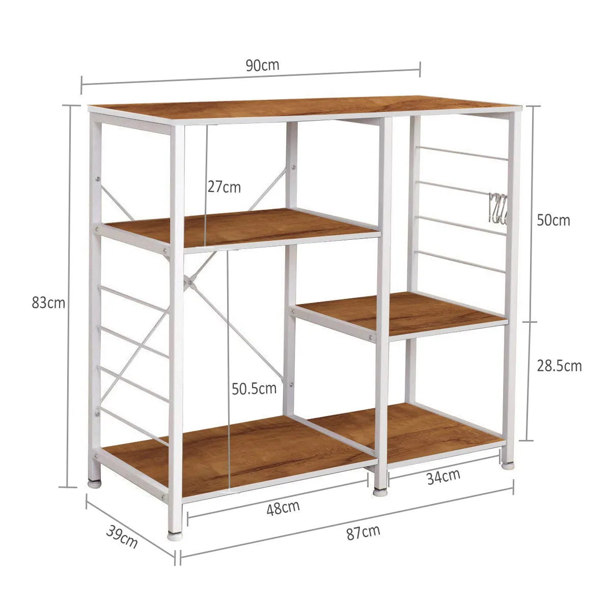 Kawachi 5 Shelves Wall Book Shelf/Home Decor Display & Storage Rack Cabinet Unit Dark Beige