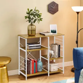 Kawachi 5 Shelves Wall Book Shelf/Home Decor Display & Storage Rack Cabinet Unit Dark Beige