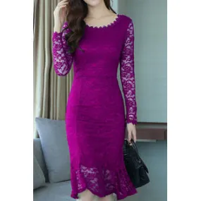 Ketty More Women Half Sleeve Knee Length Hollow Lace-KMWDC772