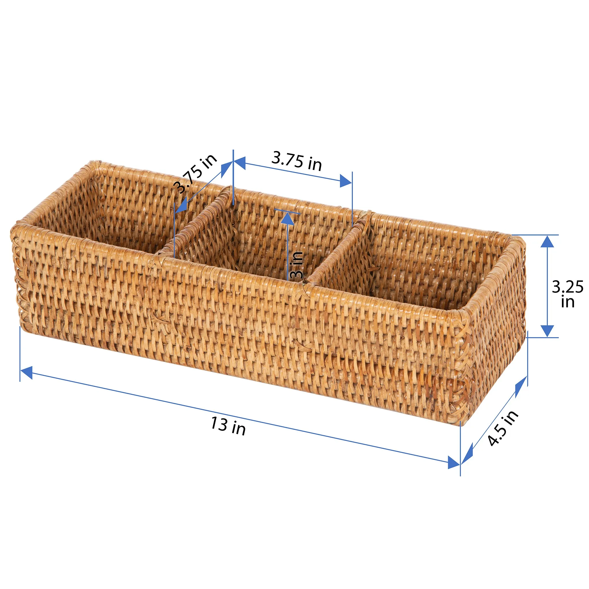 La Jolla Rattan 3 Compartment  Desk, Drawer, Shelf and  Cabinet Tray Organizer